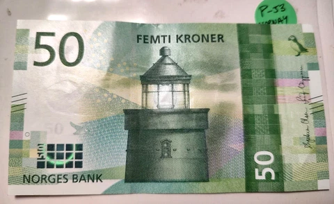 50 Kroner Norway NOK 2017 series Banknote, Norwegian Kroner note P-53 Cover