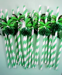 HAWAIIAN COCONUT TREE PAPER DRINKING STRAWS ~ 10 Ct. ~ 8" Long - Picture 1 of 3