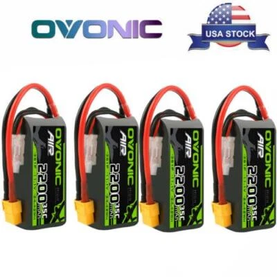 4X OVONIC 3S 35C 11.1V 2200mAh Short LiPo Battery For RC Airplane Heli EDFJet - Image 1 of 4