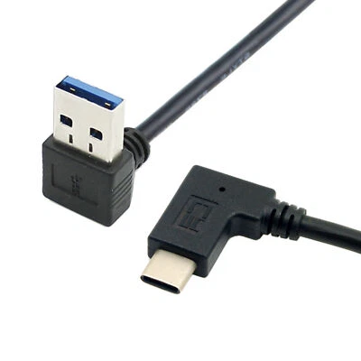 Reversible USB 3.1 USB-C Angled to 90 Down Angled A Male Data Cable for Macbook - Image 1 of 4