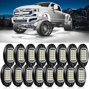 RGB/Pure White LED Rock Lights 8/12/16 Pods LED Underbody Glow Lamps, Waterproof - Picture 1 of 82