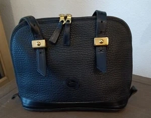 Vintage Dooney & Bourke black pebble Leather satchel zippered made U.S.A  Purse - Picture 1 of 12