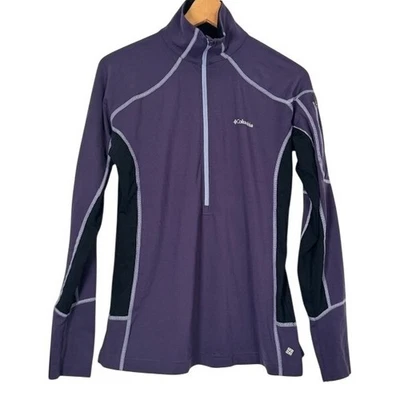 Camisa térmica manga larga Columbia Omni Heat púrpura negra con cremallera cuello para mujer L Foto 1 de 4