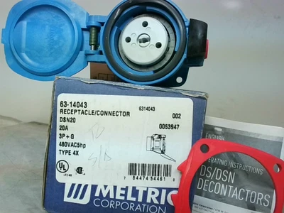 Meltric 63-14043 Receptacle/Connector DSN 20A 480VAC Type 4X - New In Box - Image 1 of 3