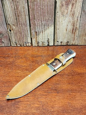 Faca de lâmina fixa vintage colonial ProvUSA Hunter com bainha de couro - Imagem 1 de 4