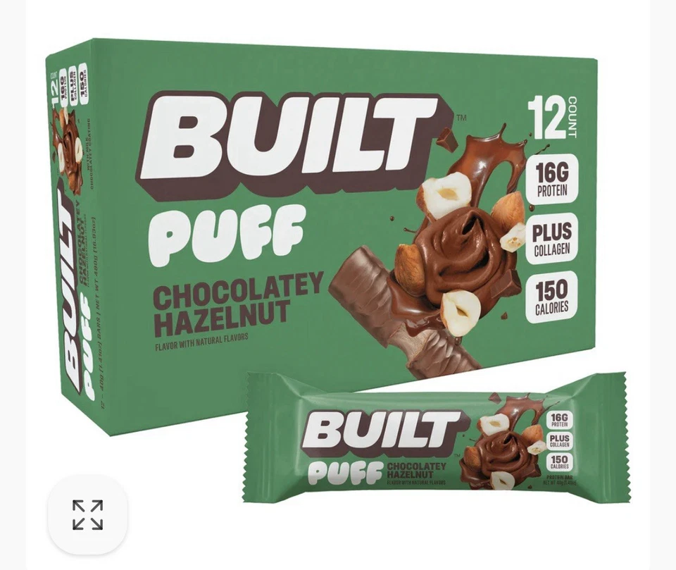 NUEVO Built Puff Protein Bar - Avellana Chocolate (12 Barras) Foto 1 de 4