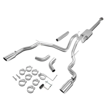 Fit 15-20 Ford F150 Stainless Steel Cat Back Exhaust System+Dual 4"Muffler Tips - Image 1 of 4