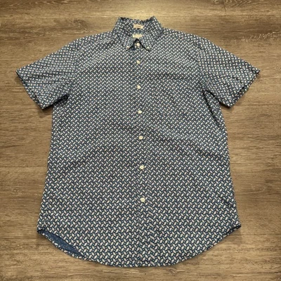 J Crew Shirt Mens Small Blue Floral Short Sleeve Organic Button Up Adult Classic - Image 1 of 4