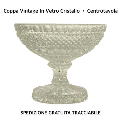 COPPA Vintage CENTROTAVOLA IN VETRO Cristallo • Contenitore Elegante - Immagine 1 di 4