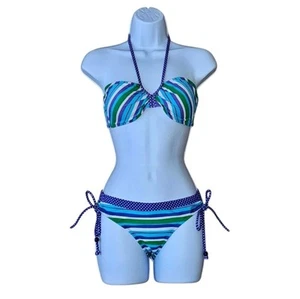 Joe Boxer Stripe Swim Bikini Set - Small - Picture 1 of 8