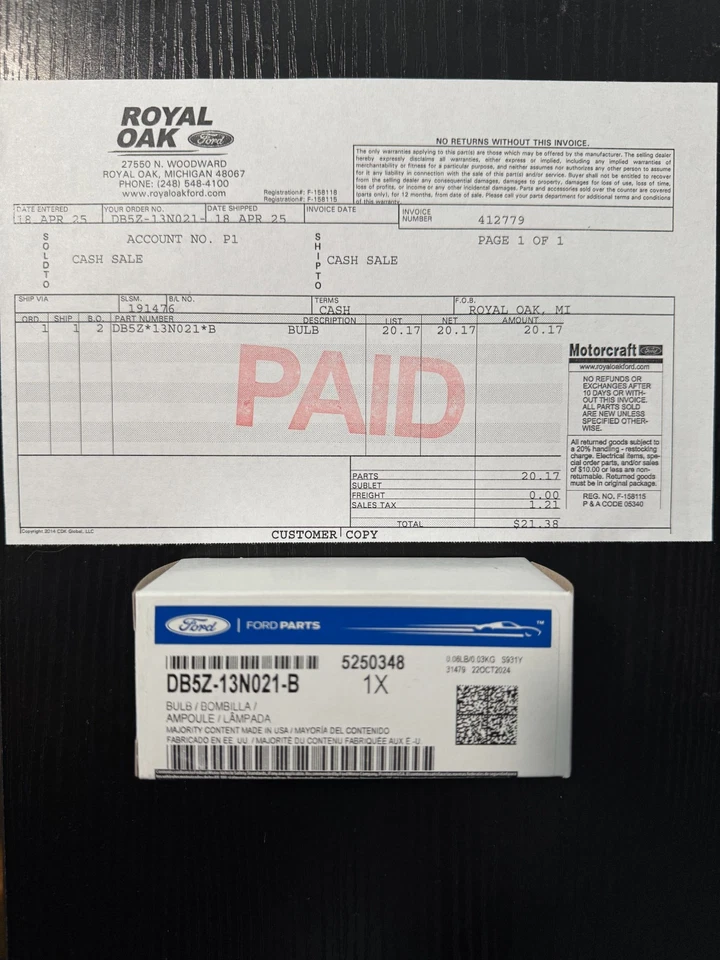 Bombilla de faro original Ford DB5Z-13N021-B Foto 1 de 1