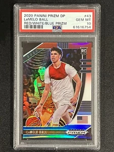 LaMelo Ball 2020-21 Panini Prizm Draft Picks Rookie #43 Red White & Blue PSA 10 - Picture 1 of 2