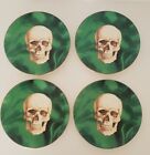 Set Of 4 Ashland  Halloween “Pretty Scary” Green Skull Plates 8.5”