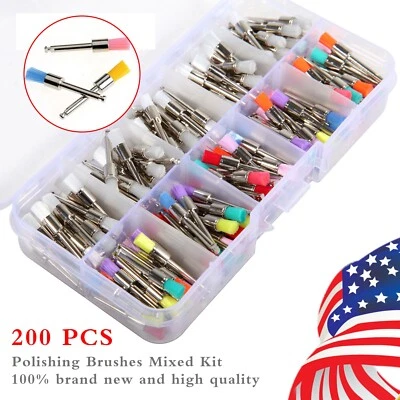 200 Pcs Dental Nylon Polishing Flat Latch Polisher Prophy Brush Disposable - Image 1 of 4