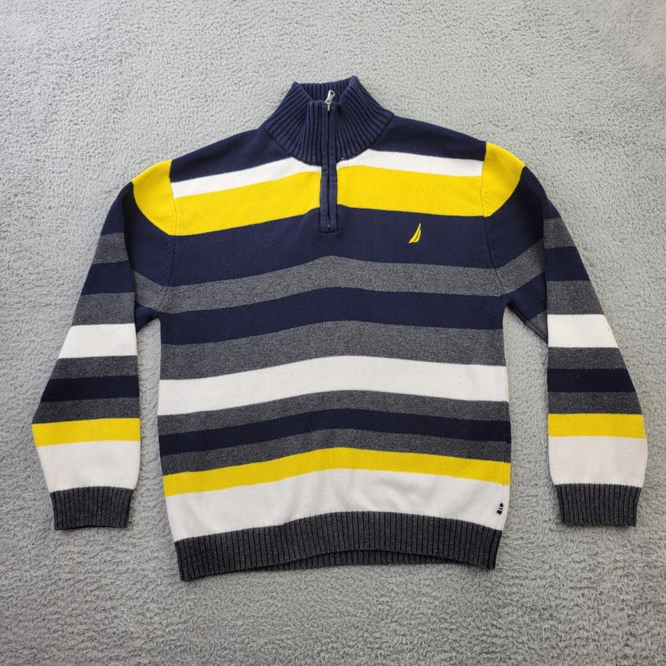 Suéter Nautica Niños Grande (14-16) Amarillo Algodón 1/4 Cremallera Bloque de Color Manga Larga Foto 1 de 4