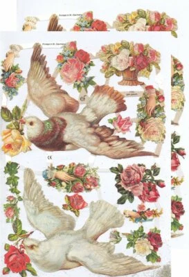ERNST FREIHOFF Chromo EF Découpis Colombe Fleur 7092 Decoupage Collage Carterie
