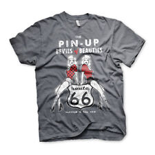 Route 66 Pin-Ups Moto Motorcycle Motorbike T-Shirt Dark Heather