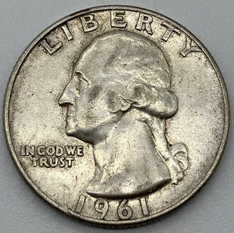 U.S. Quarter Dollar ~ 1961 - Washington (Silver Coinage) Item Q18 Cover