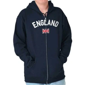 England Country Flag International Travel Sweatshirt Zip Up Hoodie Men Women - Picture 1 of 9