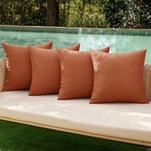 Pack of 4 Decorative Outdoor Throw Pillow Covers Linen Waterproof Pillow Covers - Picture 1 of 12