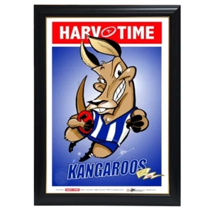 North Melbourne Kangaroos, Mascot Harv Time Print Framed - Picture 1 of 1