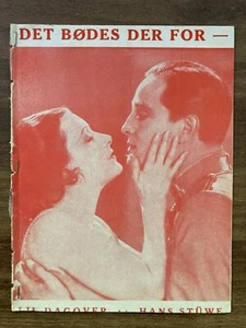 Es flüstert die Nacht Lil Dagover, Hans Stüwe 1929 Danish Movie Program - Picture 1 of 10