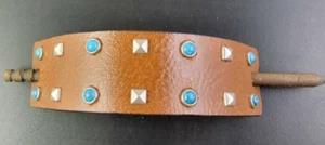 HANDMADE GEM brown nature HAIR STICK PIN BARRETTE leather ACCESSORY new - Picture 1 of 10