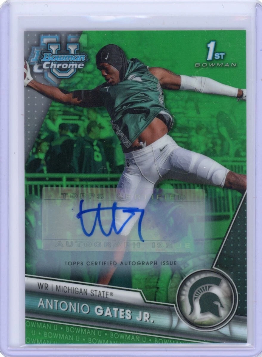 2023 Bowman Chrome U Antonio Gates Jr. #174 GREEN REFRACTOR AUTO /99 1st