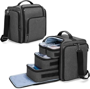 Innovative Black Makeup Bag with 4 Removable Pouches for Effortless Travel - Picture 1 of 10