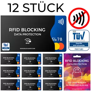 12x TÜV geprüfte RFID / NFC Schutzhülle für Kreditkarte Bankkarte Kreditkarten - Bild 1 von 10