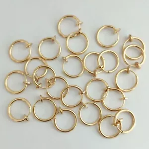 Stainless Steel Retractable Clip-On Earrings, Non-Piercing Fake Hoops for Women - Picture 1 of 10