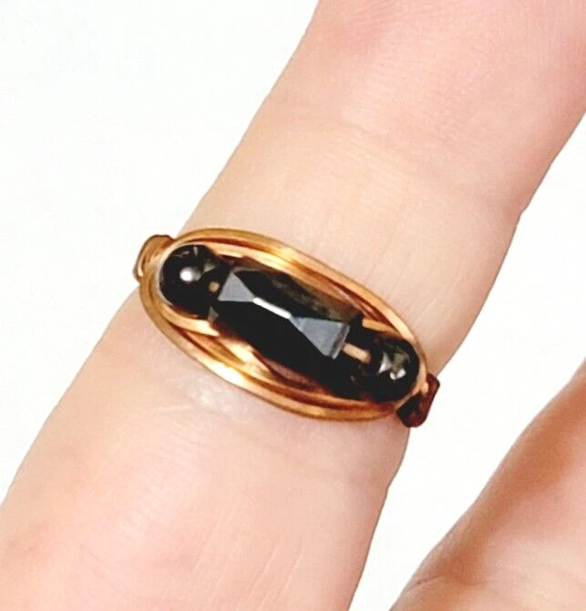 Anillo Modernista Hematita Cobre Talla 8 8.25, Negro Edgy Joyería r- Foto 1 de 4