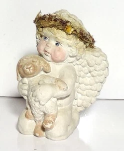 Vintage Cherub Angel and Lamb Figurine  by Kristin Haynes Cast Art - Picture 1 of 6
