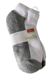 Capelli of New York Kids Footie Socks, Size Small (9-13), White/Gray, 3 Pairs - Picture 1 of 5