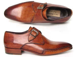 Paul Parkman Zapatos Monkstrap Para Hombre Cosidos a Mano Lateral Suela de Cuero Torcido Tabaco (I - Imagen 1 de 6