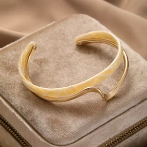 EDLES Armband MUSCHEL Gold Armkette Ring dünner ARMREIF Armzange Zirkonia - Bild 1 von 6