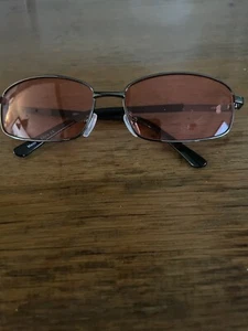 BP. 58mm Rectangular Wire Sunglasses 100% UV protection Red Lens Gunmetal Frame - Picture 1 of 4