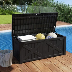 120 Gallon Large Deck Box w/Flexible Divider & Net, Resin Outdoor Storage Boxes - Picture 1 of 5