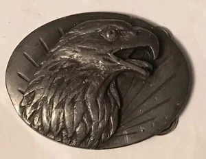 Vintage Siskiyou Eagle Head Pewter Belt Buckle Dated 1987 Made in USA - Bild 1 von 12