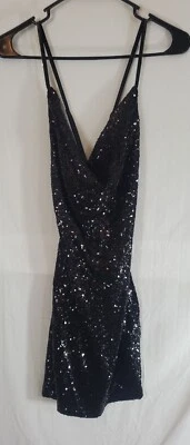 Love Culture Celebrity Collection Women's Medium Black Sequin Bodycon Dress New  - Image 1 of 4