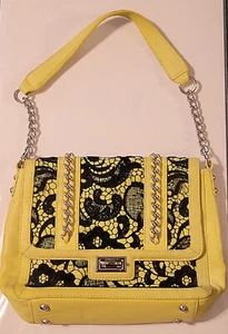 Mary Norton Purse Yellow and Black Lace - Picture 1 of 4