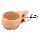 Wooden Cup Portable Wood Camp Mug With Plain Double Hole Cup Blue