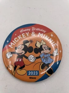 Disneyland Happy Birthday Mickey Mouse & Minnie Mouse 2023 Button - Picture 1 of 2
