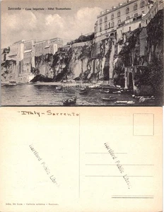 Carte postale ancienne Sorrente Italie Casa Imperiale hôtel Tramontano scène côtière - Photo 1/1