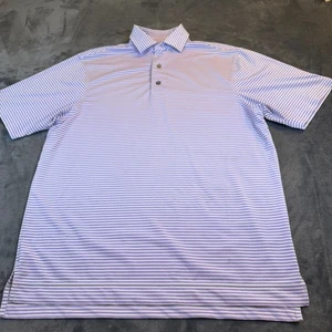 FootJoy FJ Polo Golf a Righe Manica Corta Viola Bianca Elasticizzata Uomo Small - Foto 1 di 10