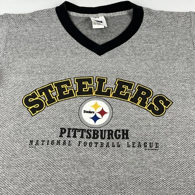 Camisa vintage para mujer Pittsburgh Steelers talla 8 CSA hecha en EE. UU. cuello en V gris NLF Foto 1 de 4