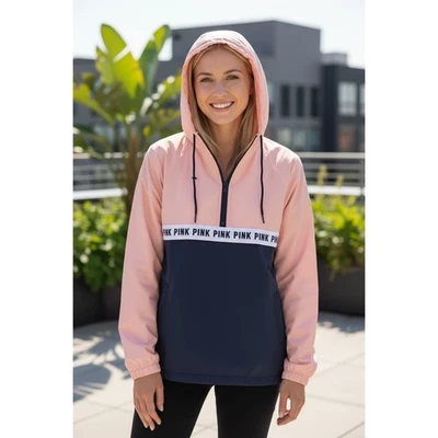 Victoria's Secret розовый Anorak ветровка четверть молнии куртка розовый/черный размер M/L - Изображение 1 из 4