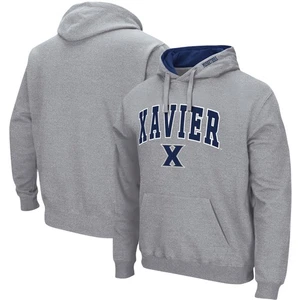 Men's Colosseum Heathered Gray Xavier Musketeers Arch and Logo Pullover Hoodie - Picture 1 of 3