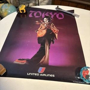 United Airlines Tokyo 1983 Vintage Travel Poster 22x28 - Bild 1 von 5