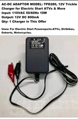 AC-DC ADAPTOR MODEL: TPD280, 12V Trickle Charger for Electric Start ATVs Qty 1 - Image 1 of 4